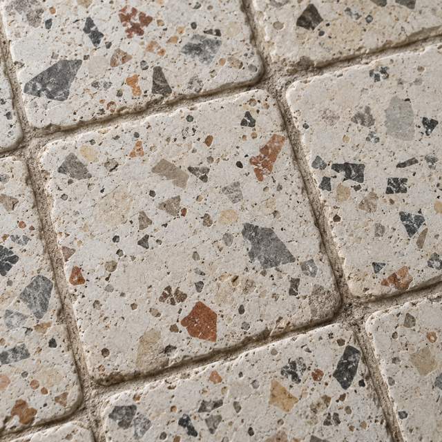 Tumbled terrazzo close up