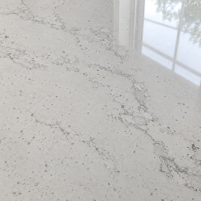 Polished engineered stone close up