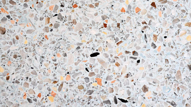 Close-up of terrazzo with multicoloured stone chips